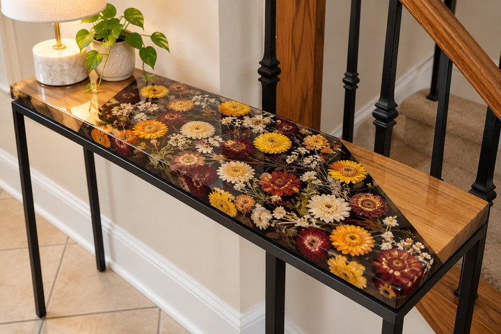 Rectangular Preserved Flower Resin Tabletop