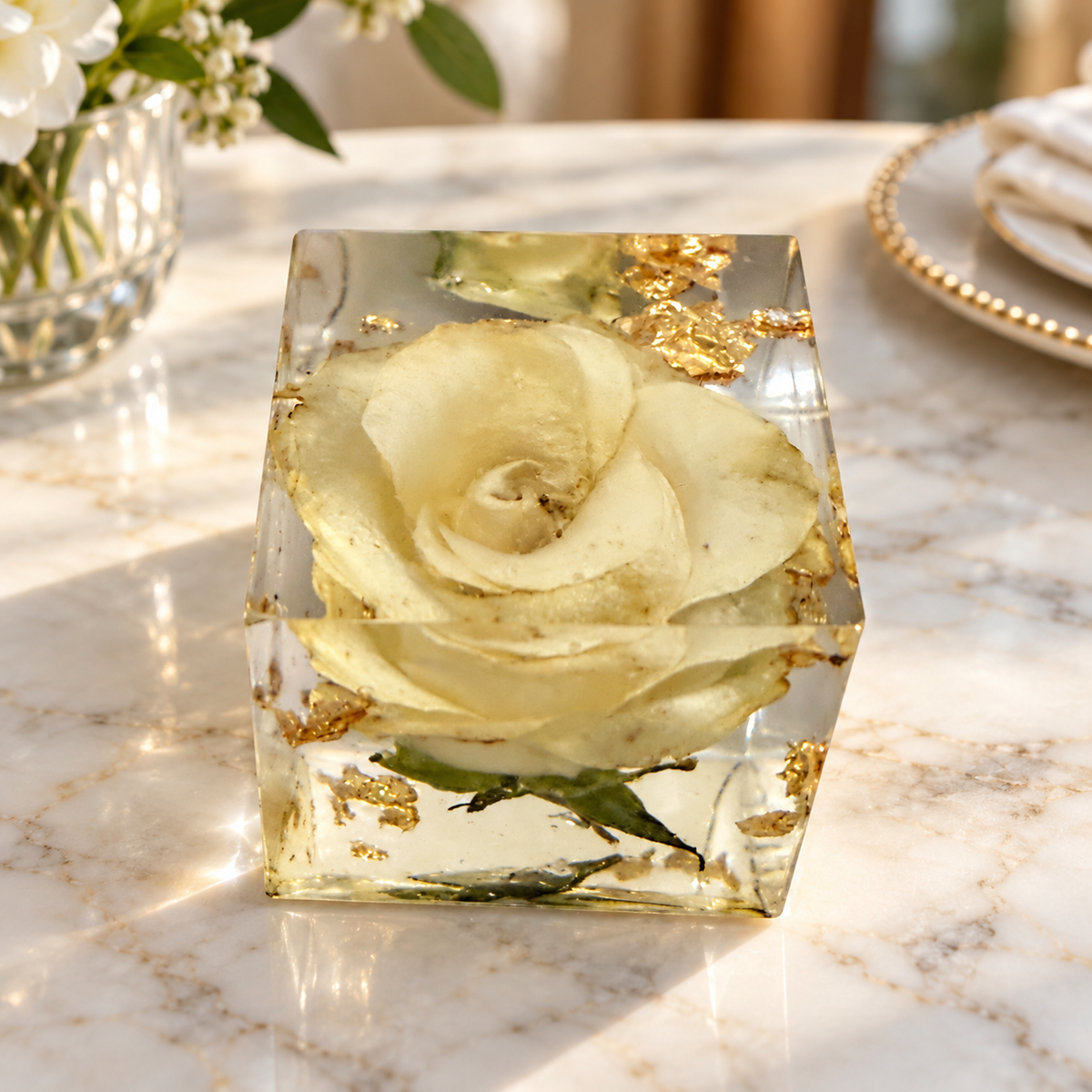 Paperweight Preserved Flower Resin