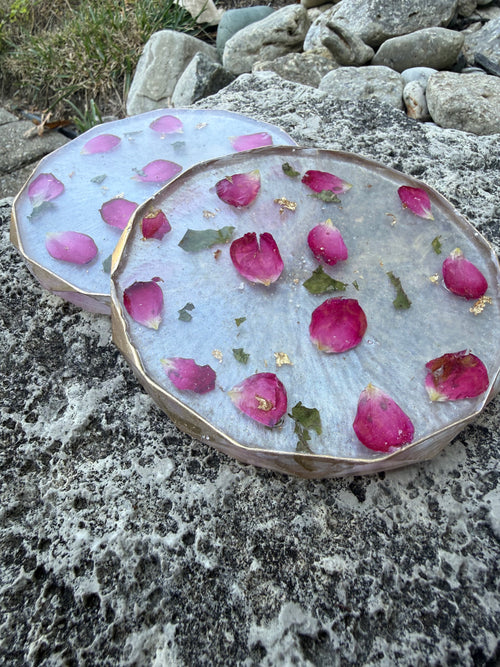 Coasters Preserved Flower Resin