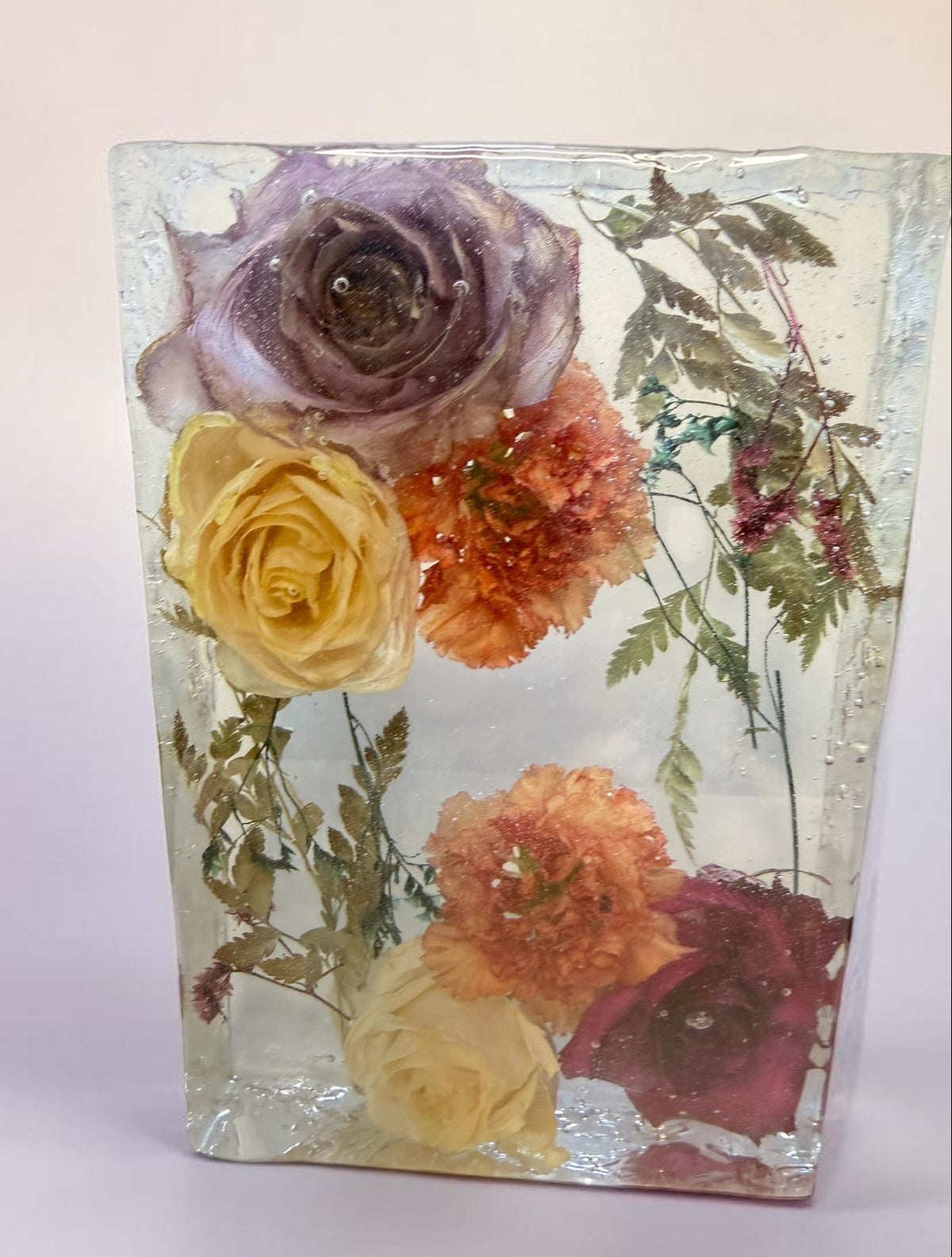 Rectangle 3D Preserved Flower Resin Block