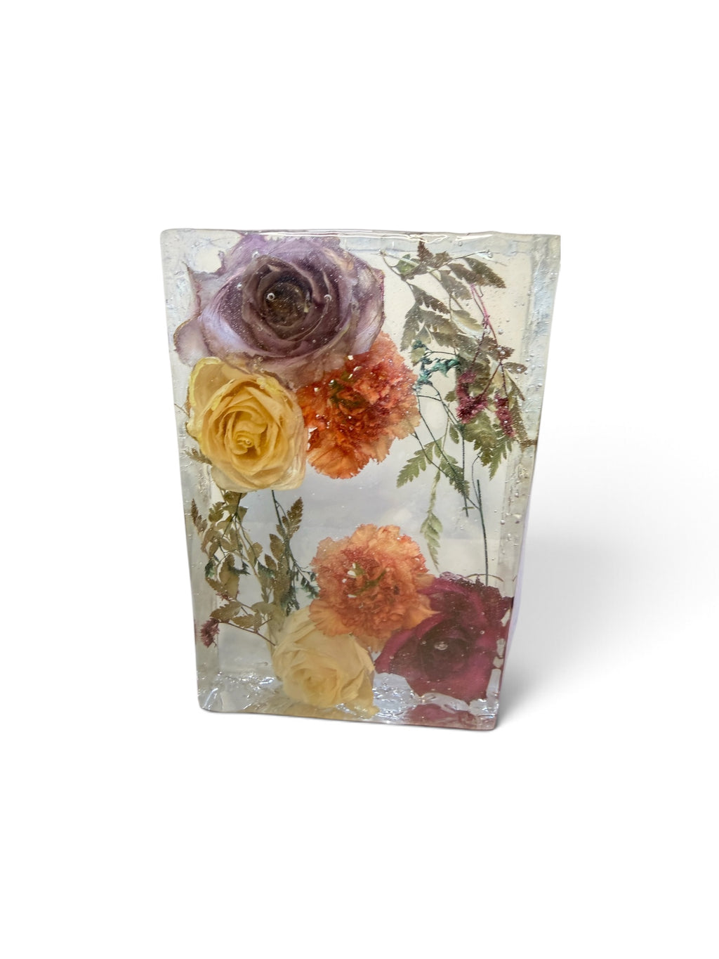 Rectangle 3D Preserved Flower Resin Block