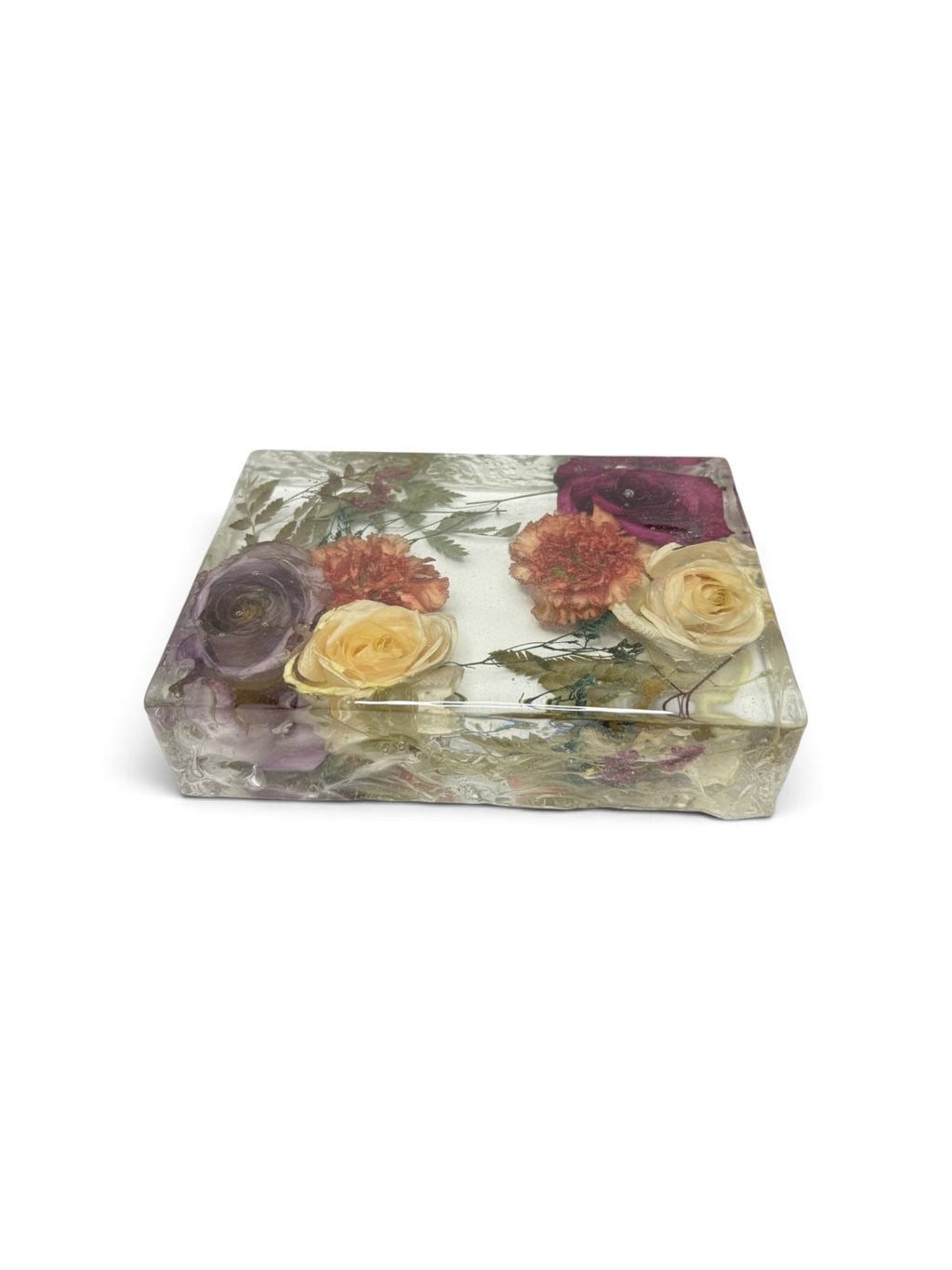 Rectangle 3D Preserved Flower Resin Block