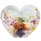 Heart 3D Flat Bottom Preserved Flower Resin Block
