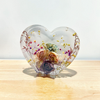 Heart 3D Flat Bottom Preserved Flower Resin Block