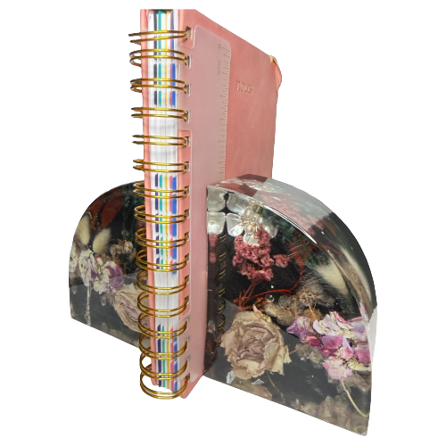 Book Ends 3D Preserved Flower Resin Block