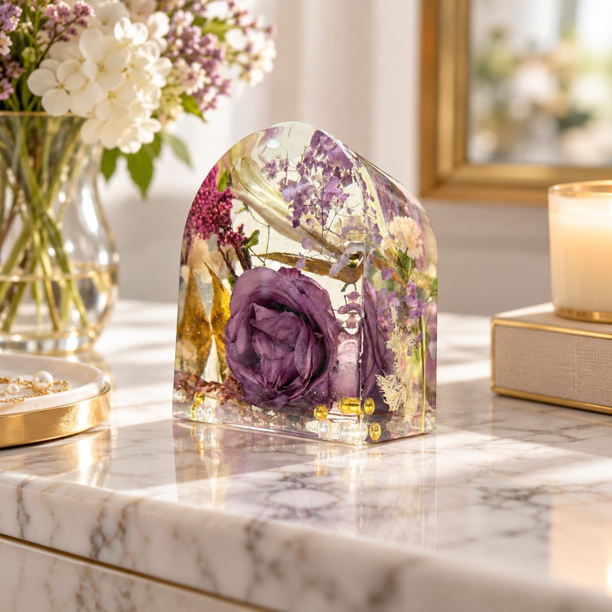 Arch 3D Preserved Flower Resin Block