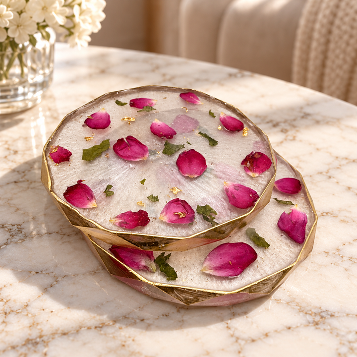 Coasters Preserved Flower Resin